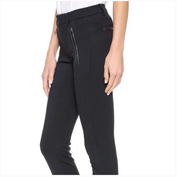 VINCE Leather Trim Ponte Slim Trouser Leggings Pants - MINT! - Picture 1 of 4